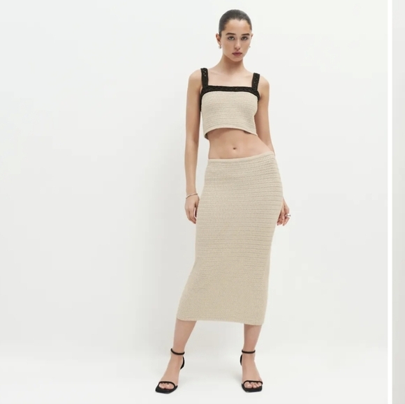 Reformation Dresses & Skirts - Reformation Max Open Knit Two Piece Set Oatmeal And Black Medium NWOT